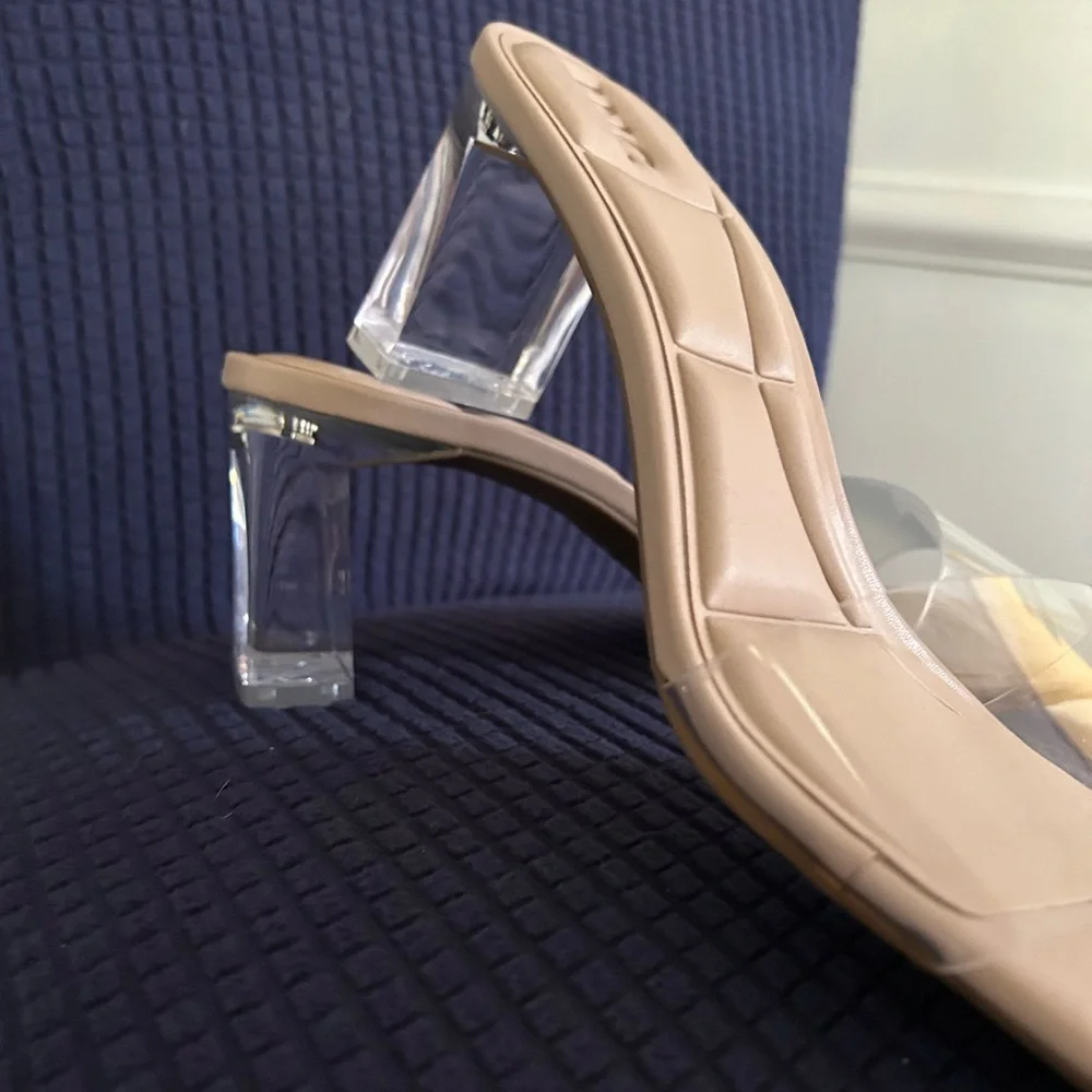 INC International Concepts Clear Strap Heels - Nude - Picture 2 of 7